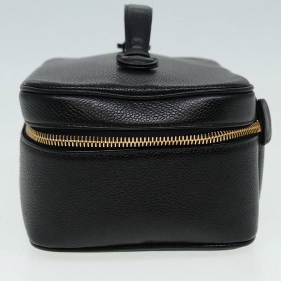 CHANEL COCO Mark Vanity Cosmetic Pouch Caviar Skin Black CC Auth yb640 - Picture 4 of 16